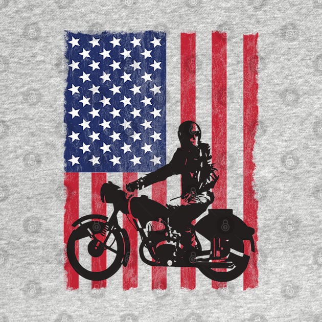 Motorbiker - Motorbiker USA Flag by Kudostees